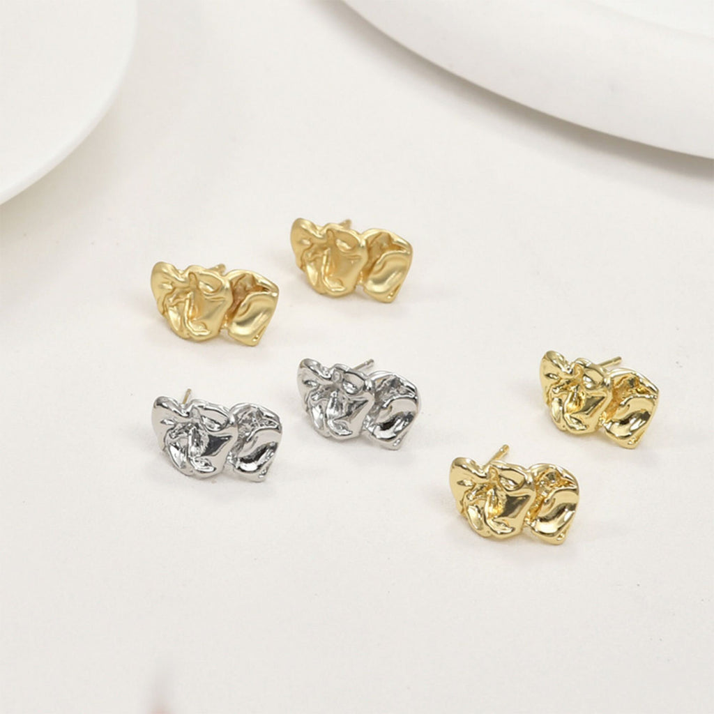 Pendientes de lava irregulares con aro, pendientes de plata S925 sin níquel, pendientes de botón de oro/plata, accesorios hipoalergénicos LL171-D0308