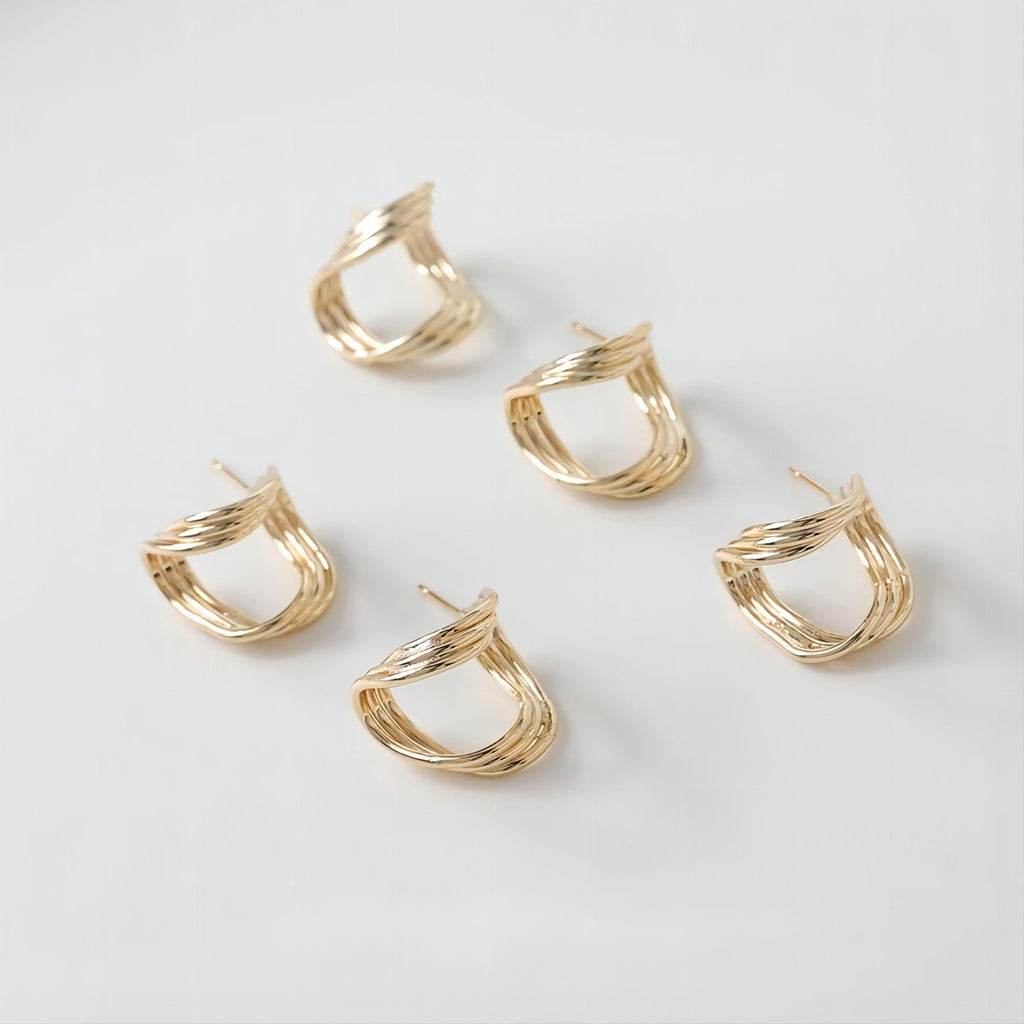 قرط أذن من الفضة الإسترليني عيار 925، دبوس أذن غير منتظم، خالٍ من النيكل، مشبك أذن ذهبي/فضي، مضاد للحساسية، GE066