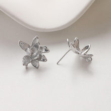 Load image into Gallery viewer, Flower Earring Post with loop, 14K Gold/Silver, S925 Silver Pin Nickel Free Earrings, Flora Ear Stud with Loop GZ735