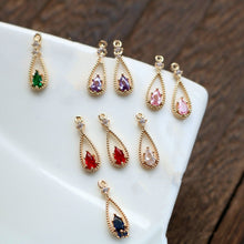 تحميل الصورة إلى عارض المعرض، 10 قطع - دلايات كريستال صغيرة على شكل دمعة، مطلية بالذهب عيار 14 قيراطًا، مقاس 6*16 مم، قطع مجوهرات HL048-F149