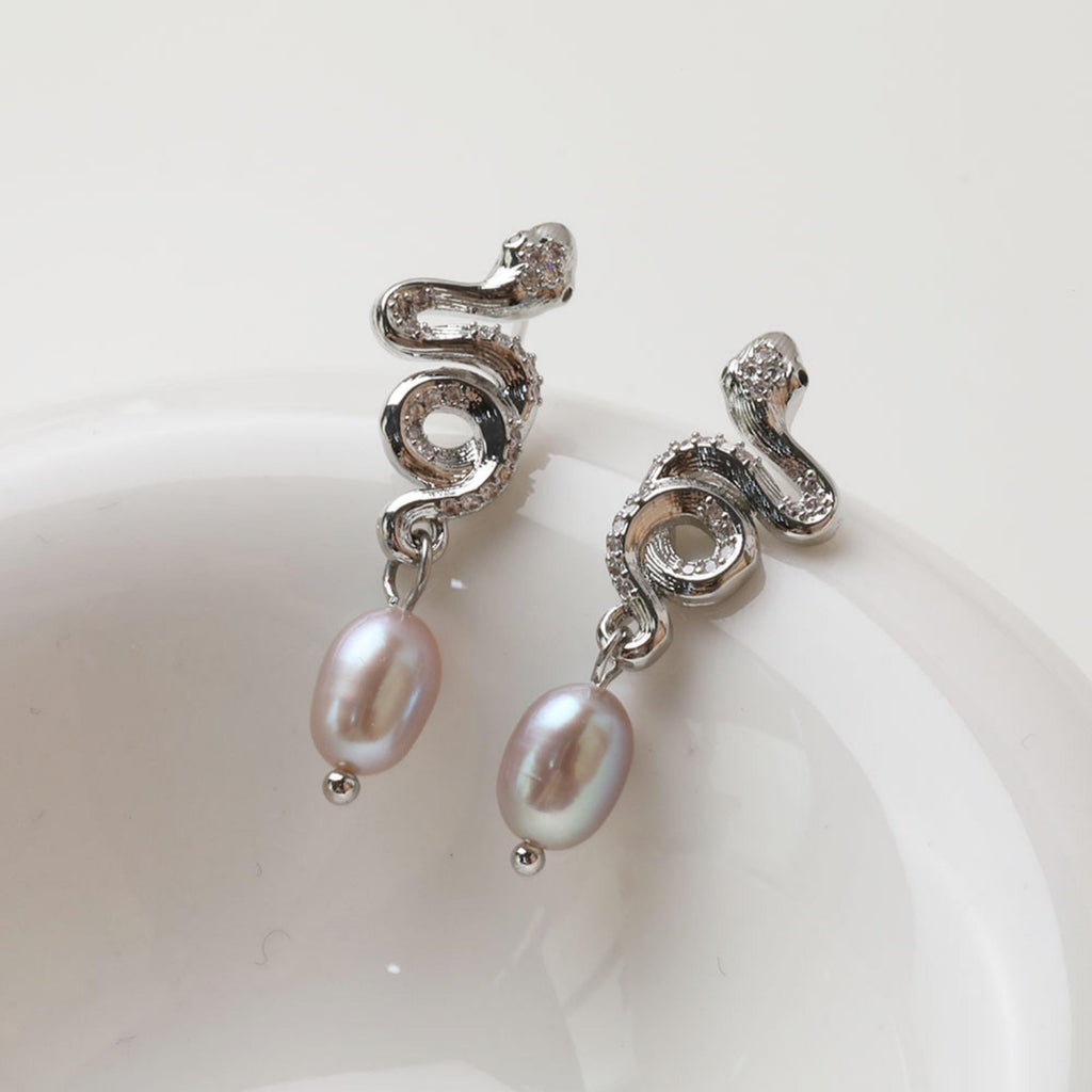 Snake Earrings Post With Loop, 18K Gold Plated, CZ Pave, Nickel Free, S925 Silver Pin, Ear Stud Hypoallergenic Earring Findings GZ779