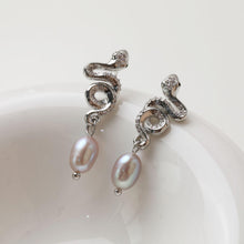 Load image into Gallery viewer, Snake Earrings Post With Loop, 18K Gold Plated, CZ Pave, Nickel Free, S925 Silver Pin, Ear Stud Hypoallergenic Earring Findings GZ779