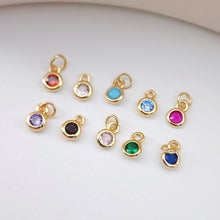 Load image into Gallery viewer, Mini Round Charm, Cubic Pendant, Real Gold Plated Brass Earring Charms, Jewelry Findings S1165