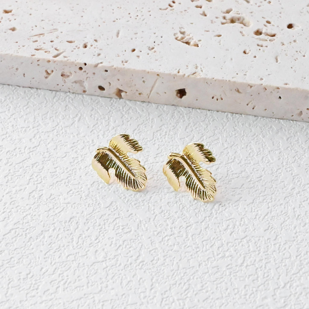 Gold Leaf Earring Post With Loop, S925 Silver Pin, Nickel Free Earrings, Ear Stud Loop, Hypoallergenic Earring Findings D0412