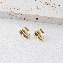 Load image into Gallery viewer, Gold Leaf Earring Post With Loop, S925 Silver Pin, Nickel Free Earrings, Ear Stud Loop, Hypoallergenic Earring Findings D0412