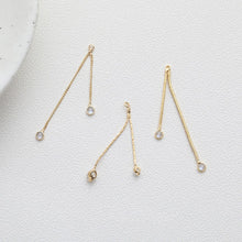 Load image into Gallery viewer, Gold Chain Tassel Pendant, CZ Pave Chain Charm, Cubic Zirconia, 18K Gold Plated Earring Chain Pendant, Earring Findings JG041