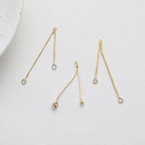 Gold Chain Tassel Pendant, CZ Pave Chain Charm, Cubic Zirconia, 18K Gold Plated Earring Chain Pendant, Earring Findings JG041