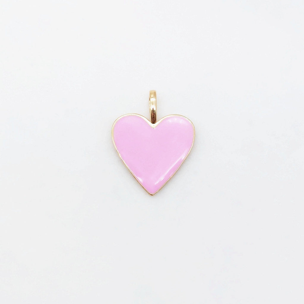 Enamel Heart Charm, 18K Gold Plated Heart Pendant, 24mm, Necklace Bracelet Making Pendant S20466