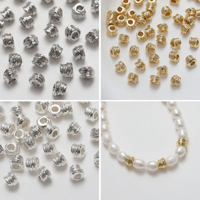 Irregular Winding Spacer Beads, 14K Gold/Silver Plated, Cylindrical Beads, Dainty Earring Making Beads, Jewelry Finding GZ369