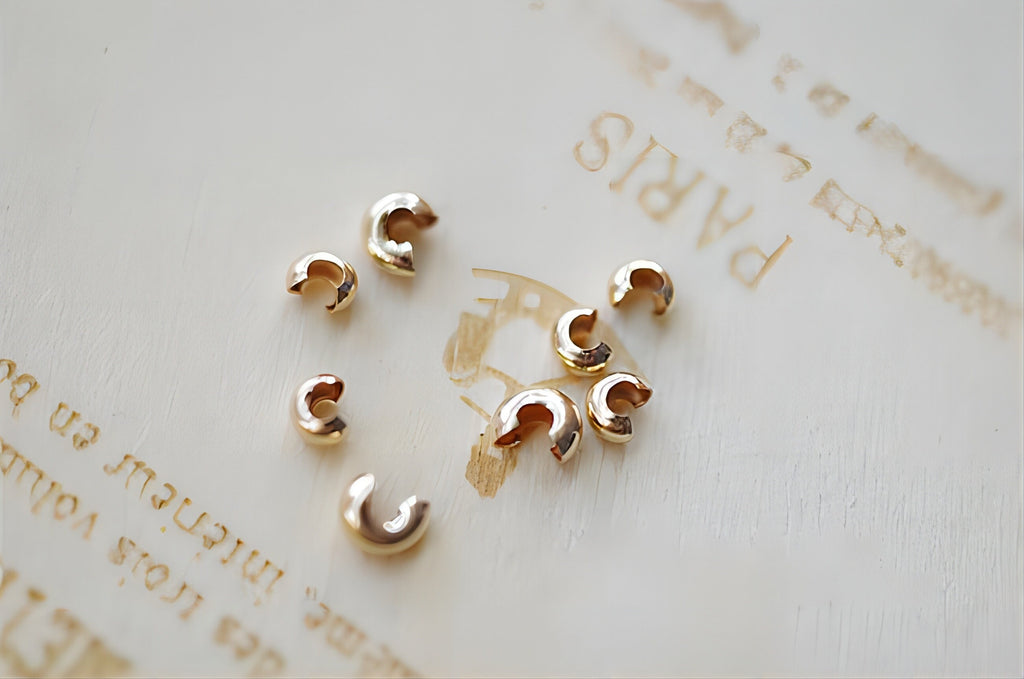 20pcs- Gold Filled Crimp Covers, 2.5mm /3mm /4mm/5mm Cover Beads, Gold Crimp Cover Beads, Gold Crimp Beads, B010