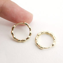 Load image into Gallery viewer, Gold Wavy Hoop Earring, 16mm, 18K Gold Plated Leverback Earrings, Huggie Hoops Earring D0104