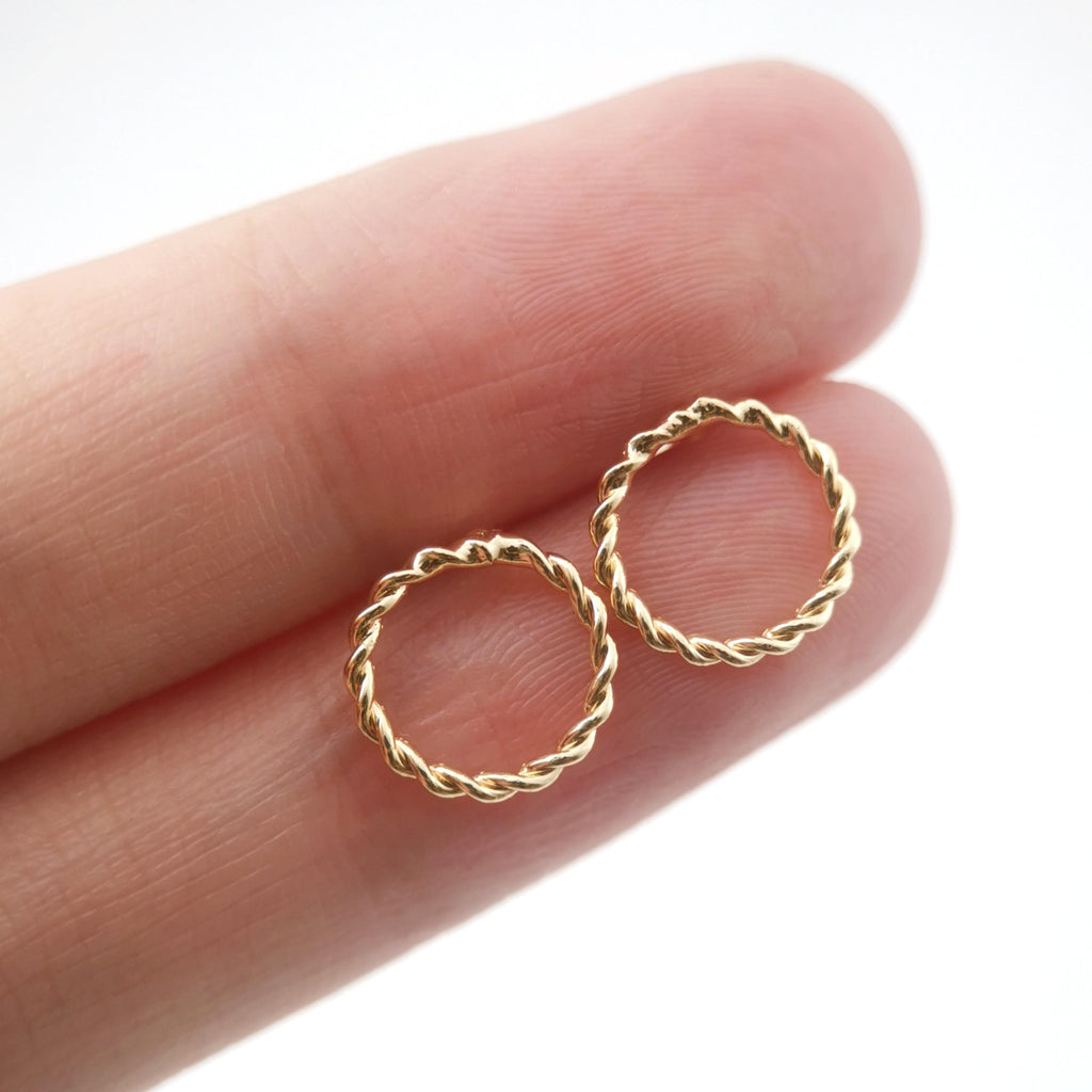 10pcs 14K Gold Round Post With Loop, Openwork Round Stud Earring Nickel Free, 10mm, Hypoallergenic Earring Findings ZX076