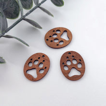 Load image into Gallery viewer, Bear Paw Pendant, Pet Paw Wooden Pendant, Oval Shaped Natural Pendant, Natural Jewelry Findings, Necklace Earring Making Findings JT1007