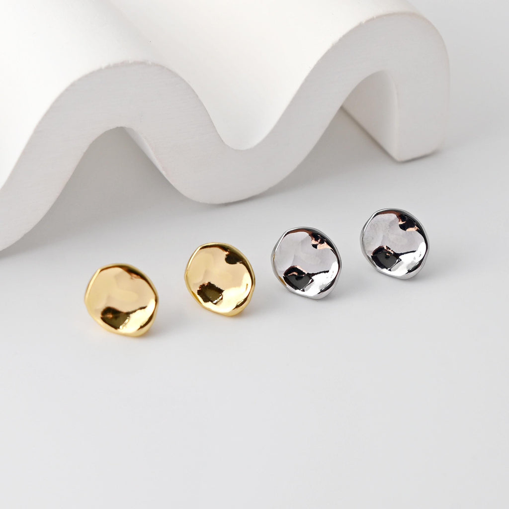 أقراط دائرية بسيطة مع حلقة، مطلية بالذهب عيار 18 قيراطًا، خالية من النيكل، دبوس من الفضة الاسترلينية S925، أقراط أذن مضادة للحساسية D0489