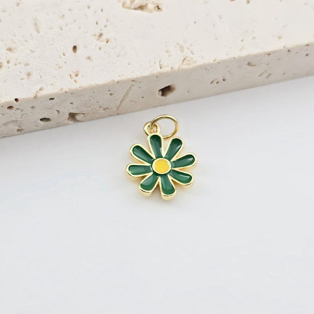 Petite Enamel Flower Charms, 18K Gold Plated Pendant,  Necklace Earring Charms, Jewelry Making Findings S1267