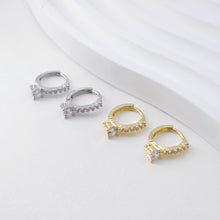 Load image into Gallery viewer, CZ Pave Earring Hoop, Gold Plated Versatile Huggie Hoop Earring with Loop, Huggie Hoop DIY Earring  Findings,Handmade Earring Supplies D0096