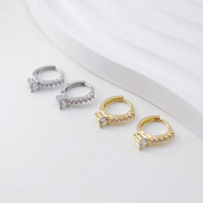 CZ Pave Earring Hoop, Gold Plated Versatile Huggie Hoop Earring with Loop, Huggie Hoop DIY Earring  Findings,Handmade Earring Supplies D0096
