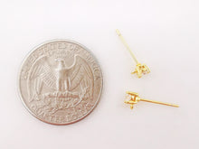 Load image into Gallery viewer, 10PCS Tiny Ear Post with Loops, Nickel Free, Micro CZ Pave, 4mm, 18K Gold Plated Stud Earring Finding S268