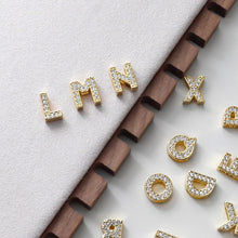 Load image into Gallery viewer, 18K Gold Alphabet Letter Beads, CZ Initial Beads, Letter Charms, Double-sided hollowing, Letter Inital beads, For Necklace Bracelet  S1396