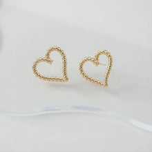 Load image into Gallery viewer, Gold Vintage Heart Earring Post, 24mm, S925 Silver Ear Pin Nickel Free Earrings, Ear Stud Loop, Hypoallergenic Earring Findings GE005