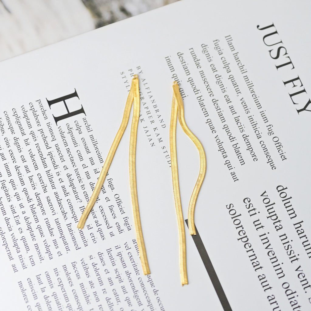 Gold Chain Tassel Pendant, Gold Snake Chain Charm, 18K Gold Plated Earring Chain Pendant, Earring Findings ZX352