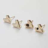 Gold Heart Earring Post, 14K Gold Nickel Free Earrings, S925 Silver Ear Pins, Heart Shape Ear Stud with Loop GZ759