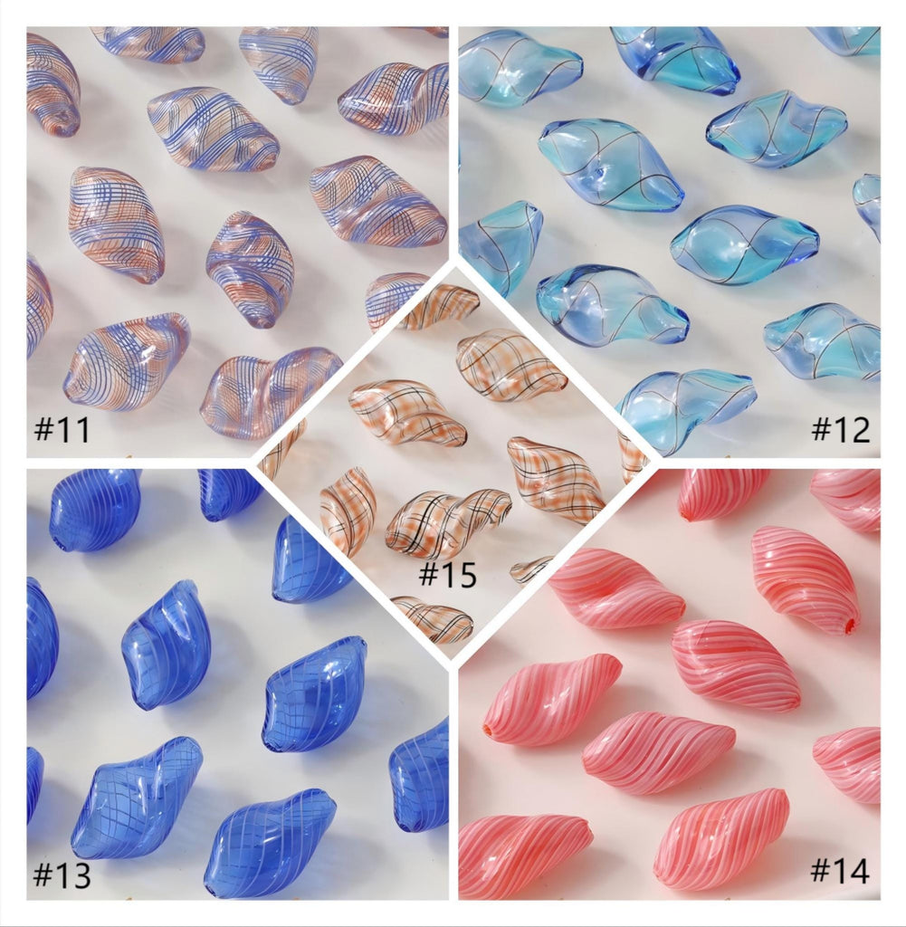 Colourful Patterned Glass Bubble Beads, Irregular Twisted Glass Beads, Hand Blown Hollow Globes for Jewelry Making, DIY Beads Finding GZ777