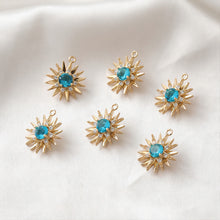 Load image into Gallery viewer, Danity Sun Shape Pendant, 14K Gold Plated, Crystal Charms, 15x17mm Jewelry Findings JH034