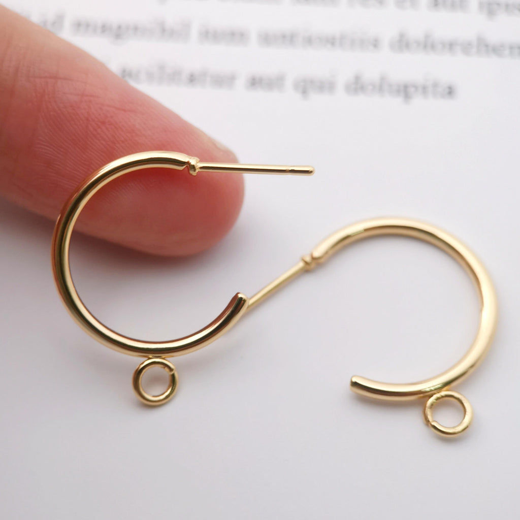 10 قطع من أقراط الأذن الذهبية على شكل حرف C مع حلقة، أقراط أذن من الفضة الاسترلينية S925 خالية من النيكل، حلقة أذن، نتائج أقراط مضادة للحساسية Z050