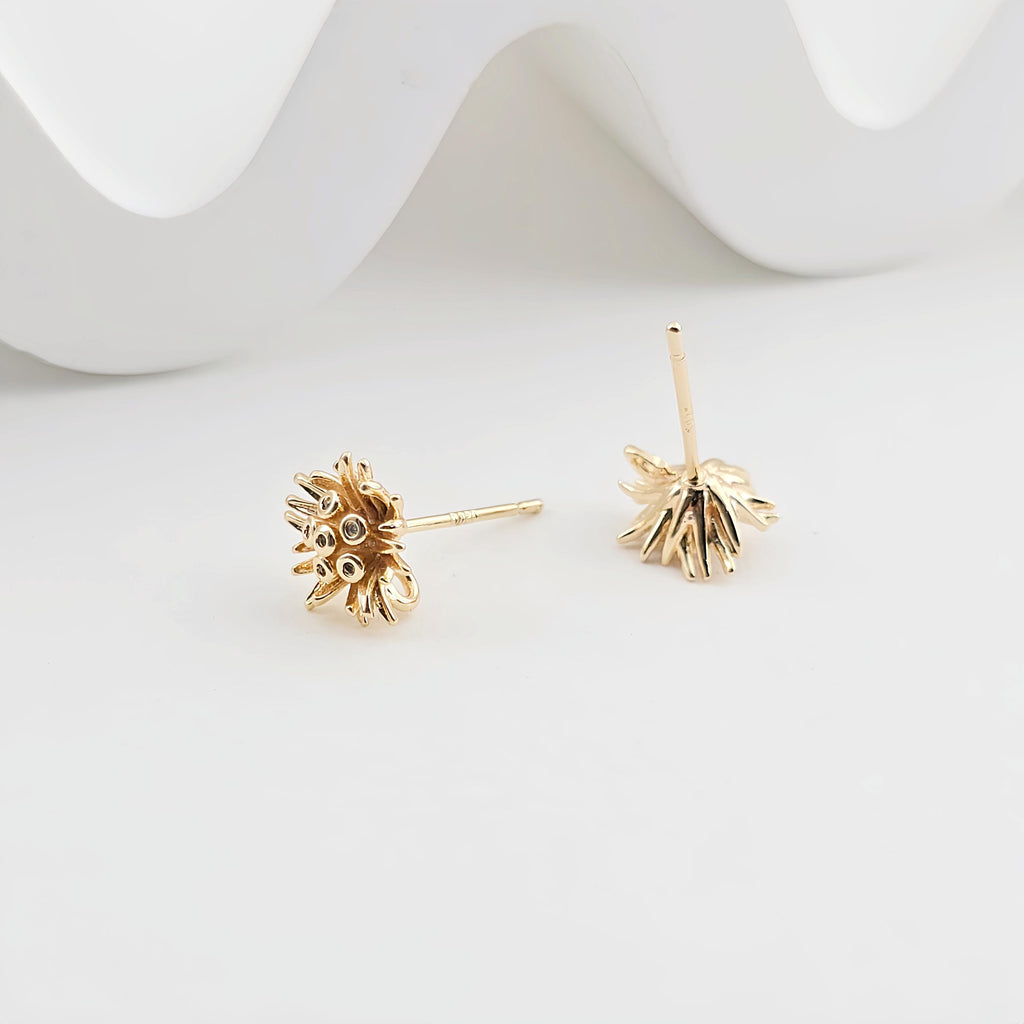 Flower Earring Post with Loop, S925 Silver Pin, 18K Real Gold Plated Brass Stud Earring With Loop, Nickel Free, Earring Finding ZX265