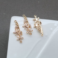 Load image into Gallery viewer, CZ Pave Leaf Charm, Cubic Zircon Crystal Leaf Pendant, Bracelet Necklace Pendant, 14K Real Gold Plated Charm, Jewelry Findings HL019-F190