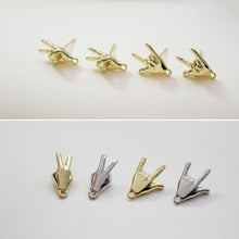 Load image into Gallery viewer, 14K Gold Gesture Earring Post With Loop, Rock &#39;n&#39; Roll, Yeah, S925 Silver Ear Pin Nickel Free, Hypoallergenic Earring Findings BB083