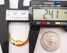 Load image into Gallery viewer, Moon Charm, Crescent Double Loop Connector Pendant, 18K Gold Plated Face Charm, 24x17mm, Necklace Making Charm, Jewelry Findings S106