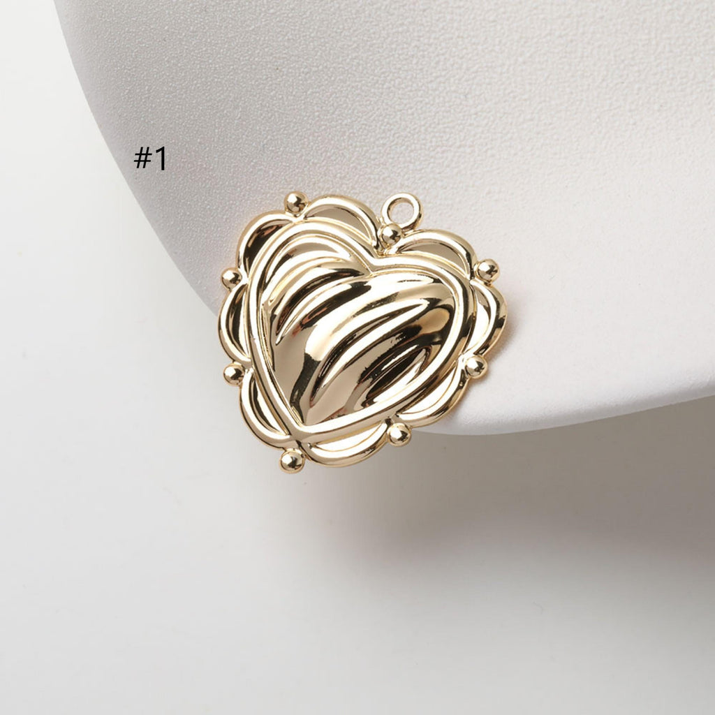 Shiny Heart Charms, 14K Gold Plated Love Pendant, Necklace Making Pendants, Jewelry Findings GZ738