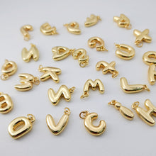 Load image into Gallery viewer, Alphabet Letter Charm, 18K Shiny Gold Plated Initial Charm, Personalized Minimalist Letter Charm for Necklace Bracelet Making S1235