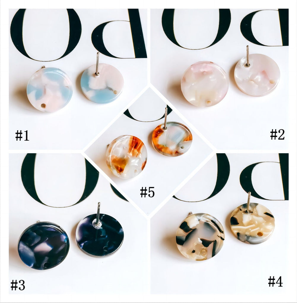 10PCS Acrylic Round Earring Findings, 15 Colors You Choose, S925 Silver Ear Stick, Nickel Free, Earring Finding MY008