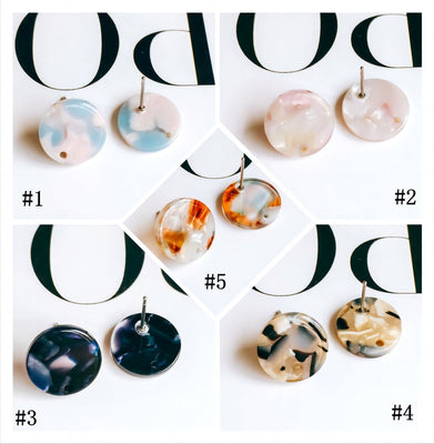 10PCS Acrylic Round Earring Findings, 15 Colors You Choose, S925 Silver Ear Stick, Nickel Free, Earring Finding MY008