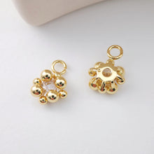 Load image into Gallery viewer, Gold Beads Charm, CZ Pave, 18K Gold Plated Round Beads for Bracelet Necklace Making, 13.5*10mm, Jewelry Finding S1120