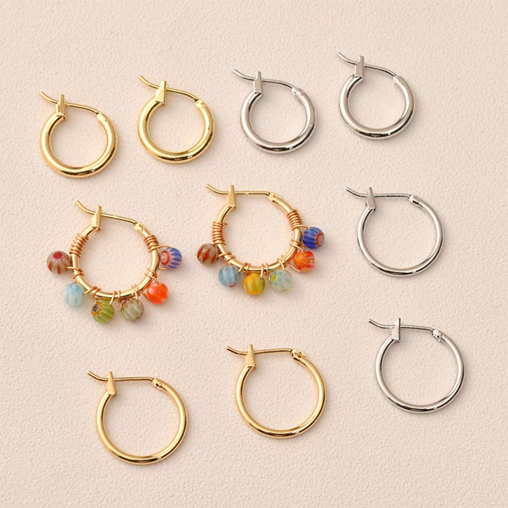 14K Gold Plated Round Hoop Earring, Huggie Hoops Earring Parts, Spring Ear Hoops, 15mm, 16mm, hoop earrings LL120-ZX7035
