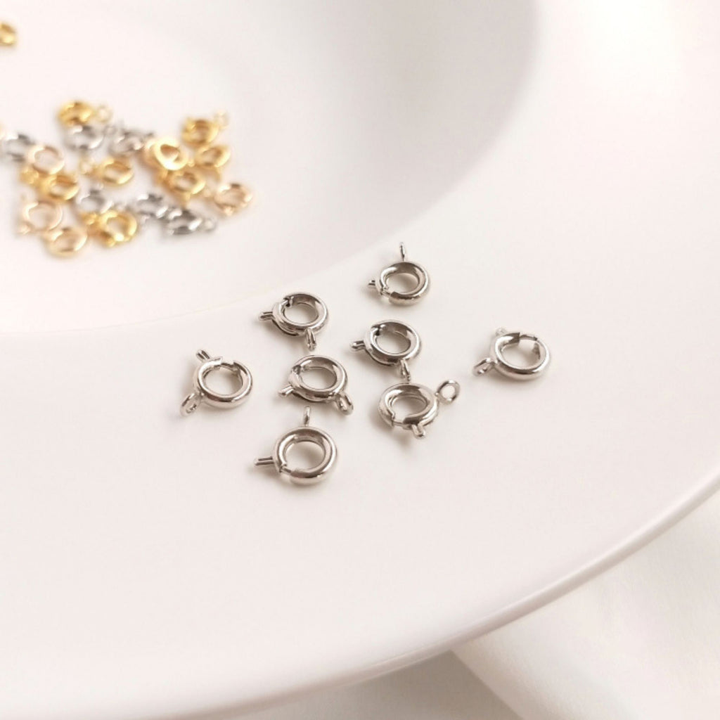 10 قطع - مشبك زنبركي مطلي بالذهب/الفضة عيار 18 قيراطًا، مشبك زنبركي مفتوح، مشبك جراد البحر، مشبك قلادة لصنع المجوهرات ZZ011-ZX7042