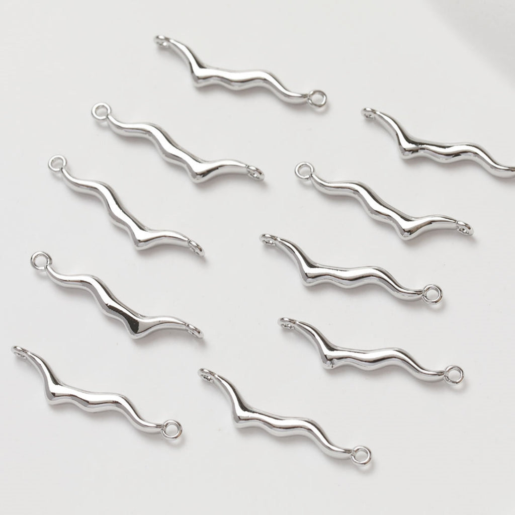 10pcs Danity Wave Connector with loops,  14K Gold Plated Earring Making Findings, Jewelry Findings GZ370