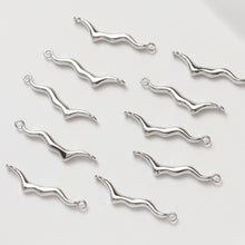 Load image into Gallery viewer, 10pcs Danity Wave Connector with loops,  14K Gold Plated Earring Making Findings, Jewelry Findings GZ370