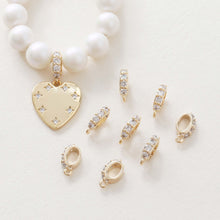 Load image into Gallery viewer, 14K Gold Plated Pendant Top, CZ Pave Teardrop Connector, Cubic Zirconia Pendant Snap on Bails, Clasp Link, Jewelry Making GZ326