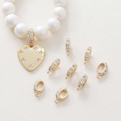 14K Gold Plated Pendant Top, CZ Pave Teardrop Connector, Cubic Zirconia Pendant Snap on Bails, Clasp Link, Jewelry Making GZ326