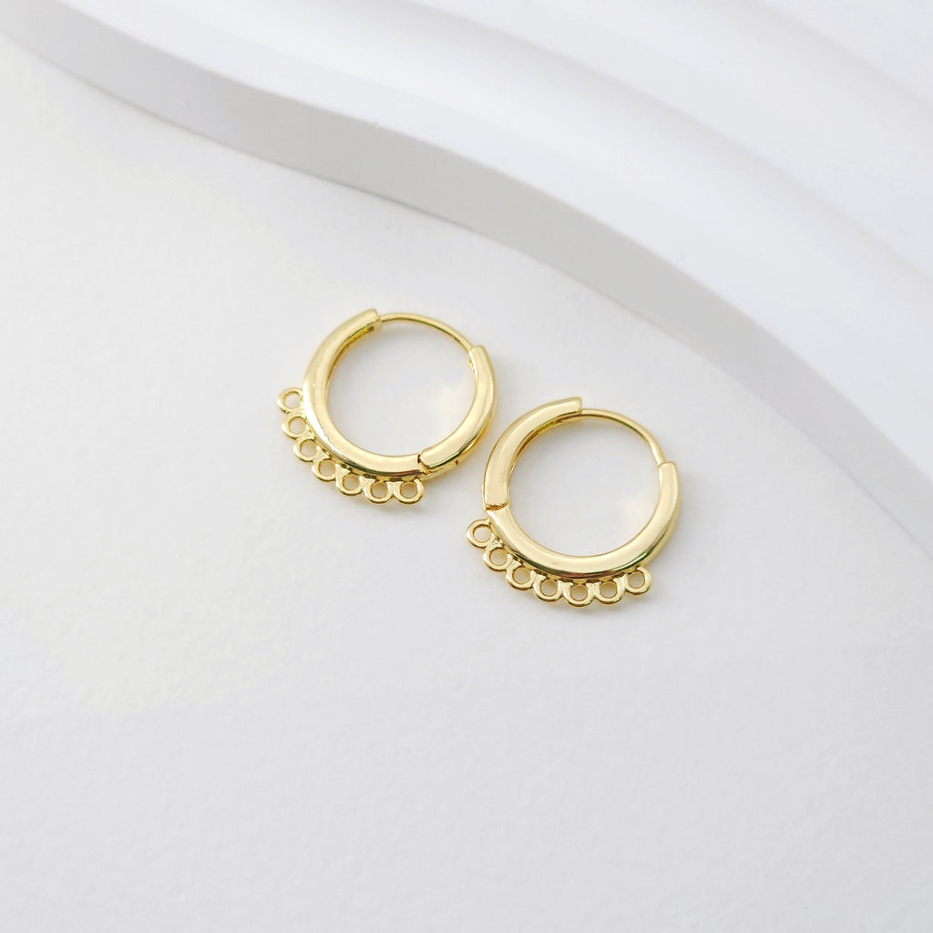 حلقة قرط متعددة الحلقات، حلقة هاجي مطلية بالذهب مع حلقة، حلقات هاجي لصنع أقراط بنفسك، لوازم صنع الأقراط يدويًا D0101