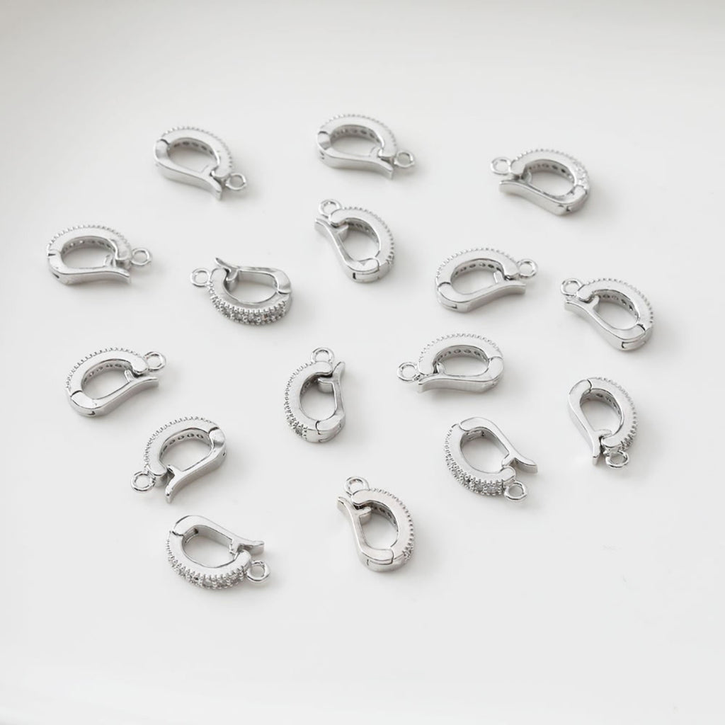 6pcs- 14K Gold Plated Pendant Top, CZ Pave Pendant Snap on Bails, Clasp Link Connector, 12mm,16mm, Jewelry Making ZZ065