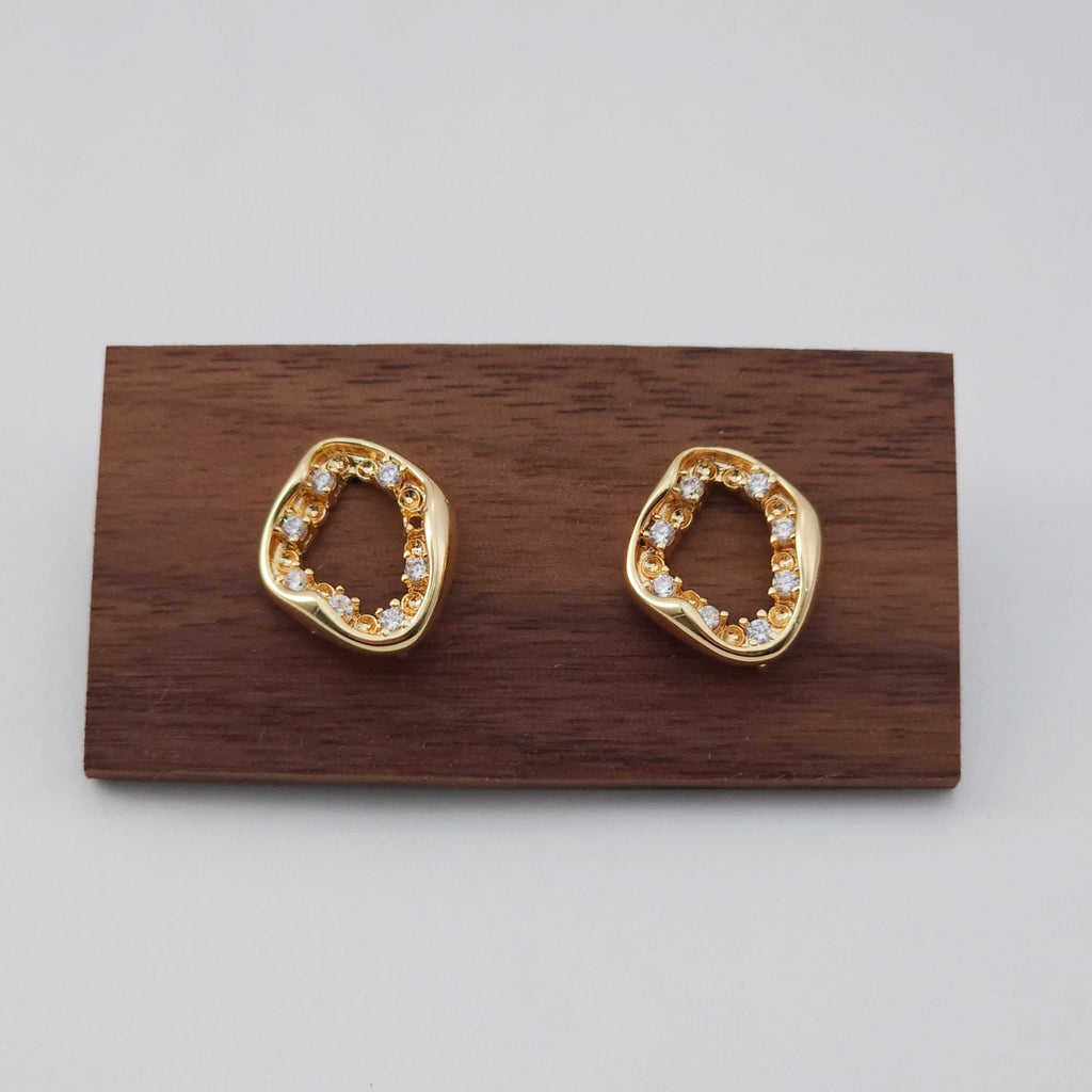 CZ Gold Teardrop Earring Post With Loop, S925 Silver Ear Pin Nickel Free Earrings, Ear Stud Loop, Hypoallergenic Earring Findings ZX182