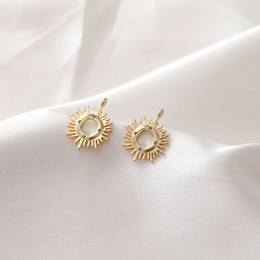 Sun, Moon, Star Charm, CZ Pave Pendant, 18K Gold Plated Rainbow Pave Pendant, Necklace Making Charm, Jewelry Findings JG012