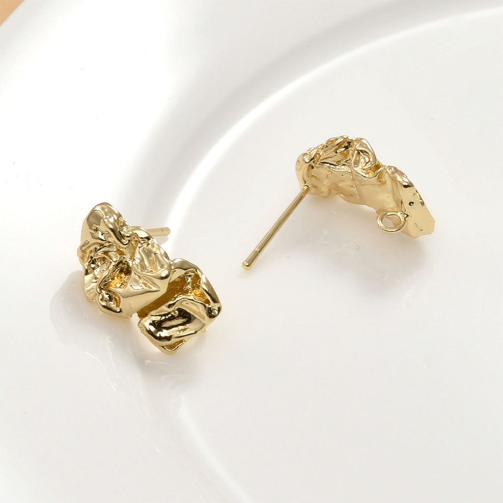 Pendientes de plata de ley 925 con pasador irregular y aro, sin níquel, de oro y plata, hipoalergénicos LL220