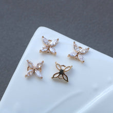 Load image into Gallery viewer, CZ Multishape Connector, Cubic Zircon Crystal Pendant, CZ Earring Charms,  Real Gold Plated Brass Earring Charms, Jewelry Finding HL009-F115